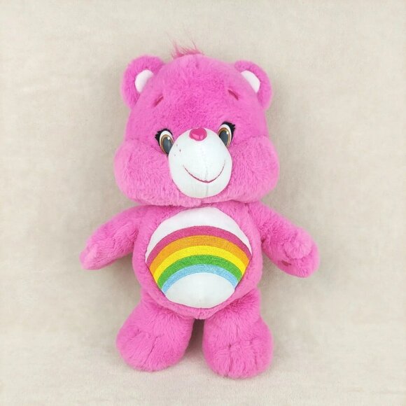 Care Bears Cheer Bear Plush Stuffed Animal Pink Rainbow Belly And Hearts - Picture 2 of 9